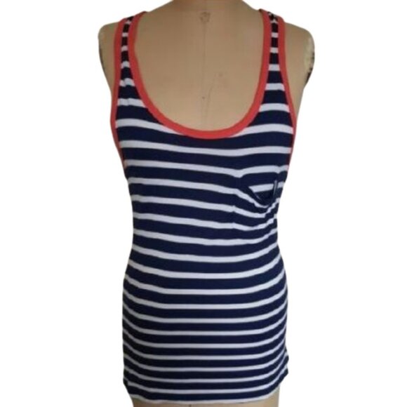 2/$30 Classic nautical style Cynthia Rowley striped white blue tank top - Picture 4 of 6